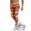 Serape Ethnic Boho Stripes Mexican Orange Print Men's Leggings-grizzshop