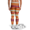 Serape Ethnic Boho Stripes Mexican Orange Print Men's Leggings-grizzshop