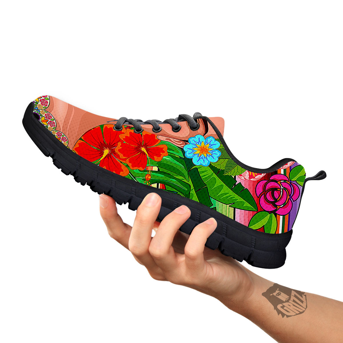 Serape Frida Kahlo Print Black Sneaker-grizzshop