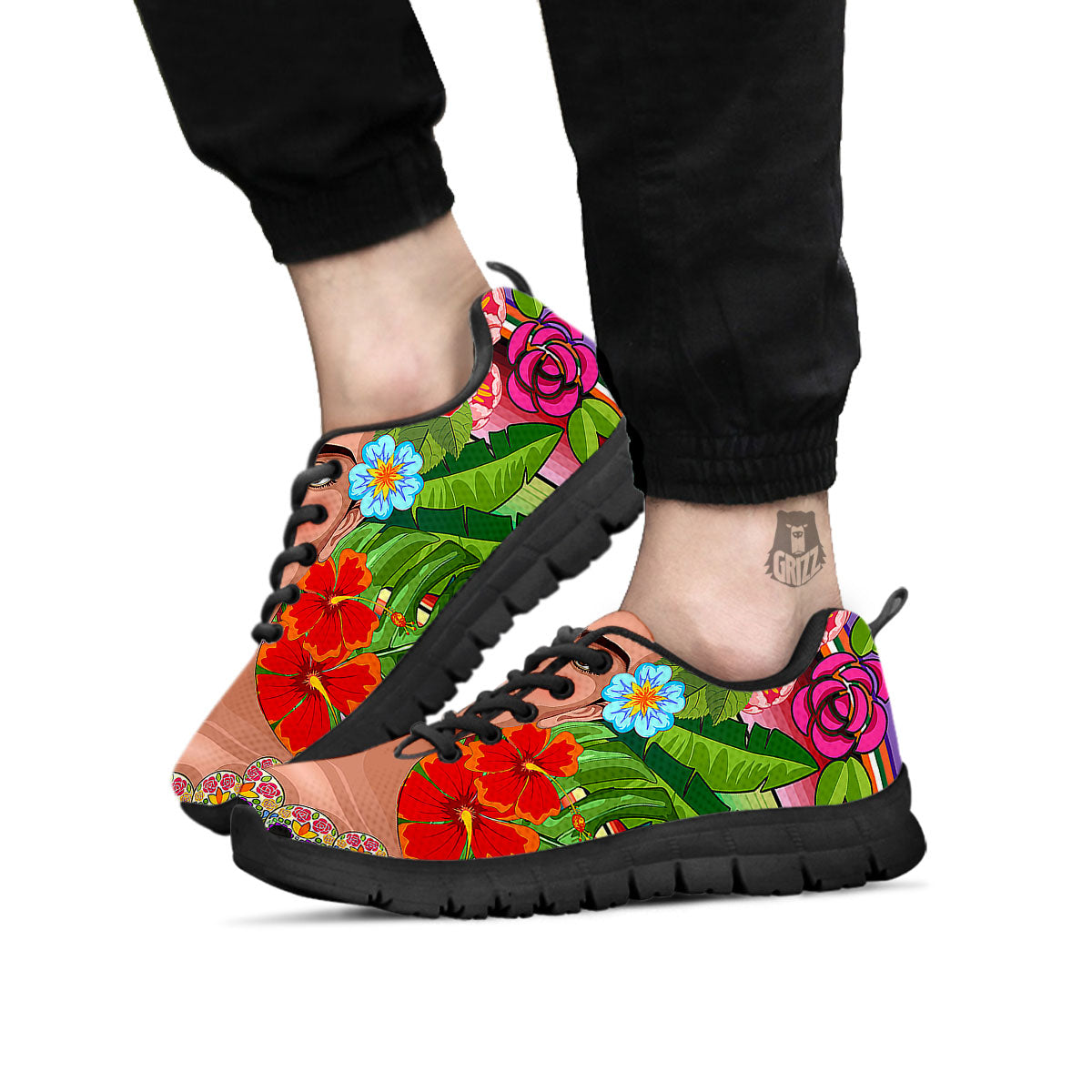 Serape Frida Kahlo Print Black Sneaker-grizzshop