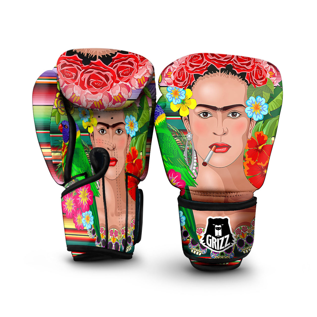 Serape Frida Kahlo Print Boxing Gloves-grizzshop