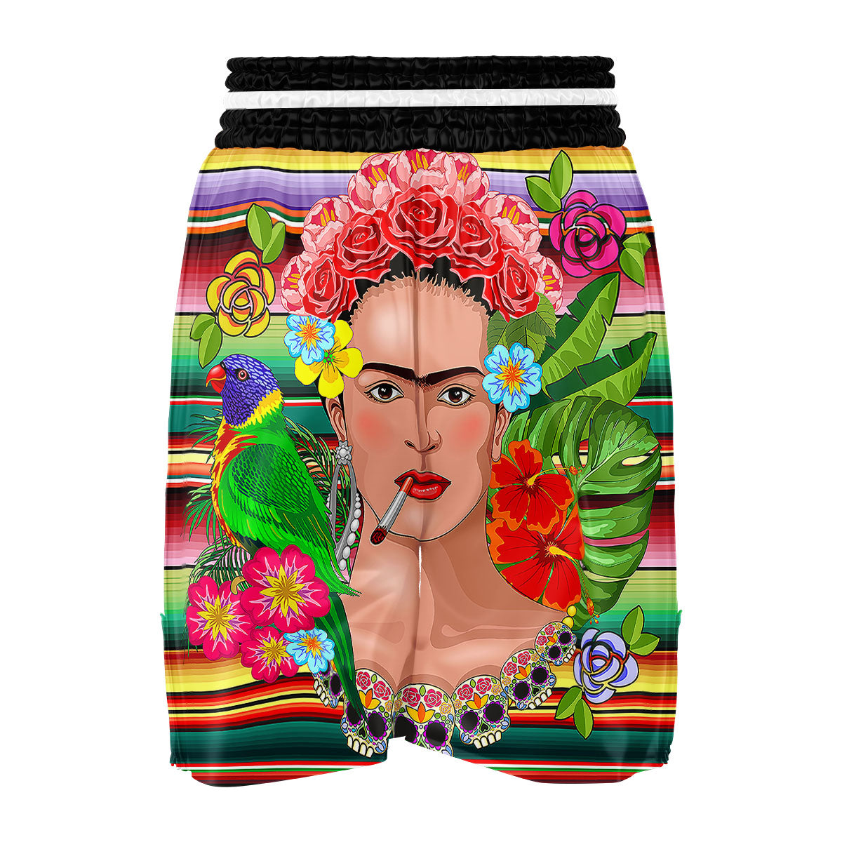Serape Frida Kahlo Print Boxing Shorts-grizzshop