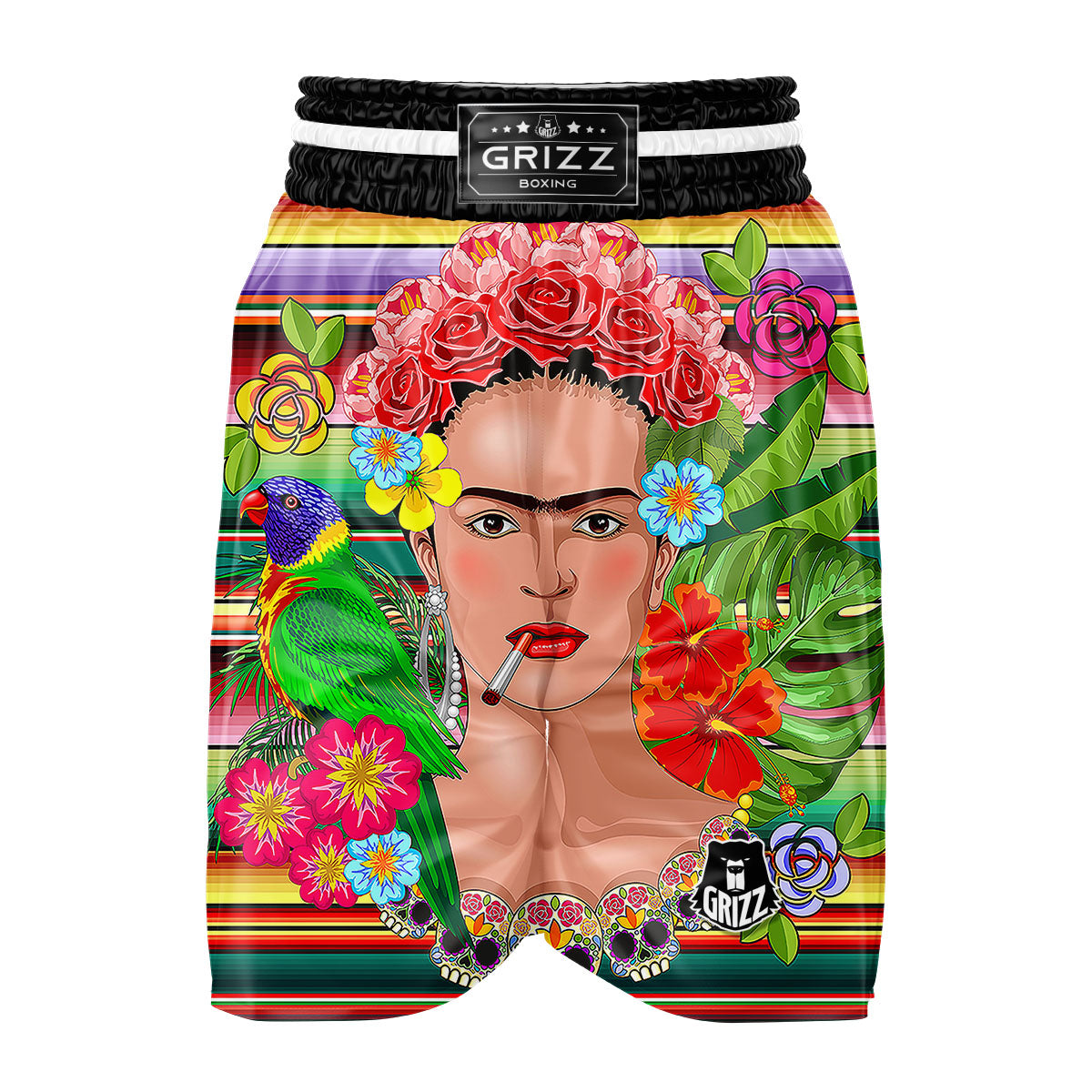 Serape Frida Kahlo Print Boxing Shorts-grizzshop