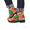 Serape Frida Kahlo Print Leather Boots-grizzshop