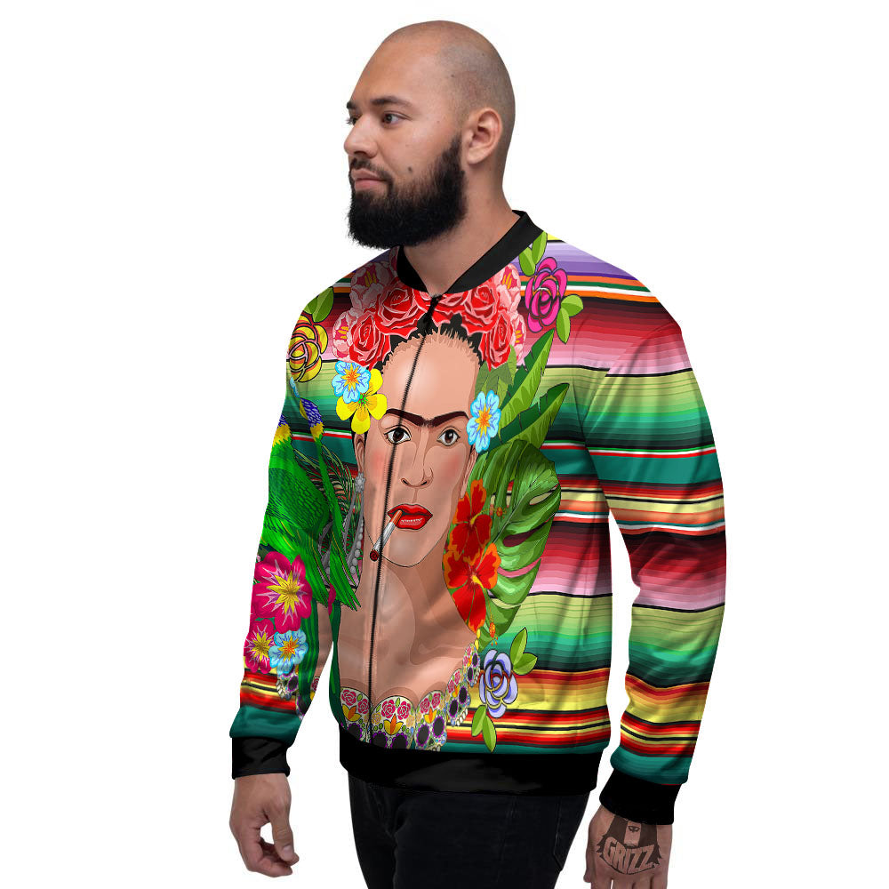 Serape Frida Kahlo Print Men's Bomber Jacket-grizzshop