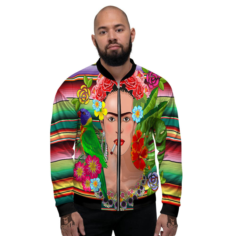 Serape Frida Kahlo Print Men's Bomber Jacket-grizzshop