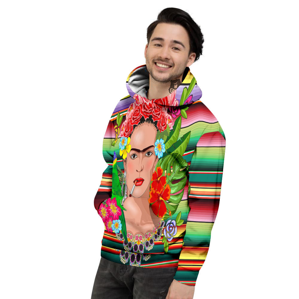 Serape Frida Kahlo Print Men's Hoodie-grizzshop
