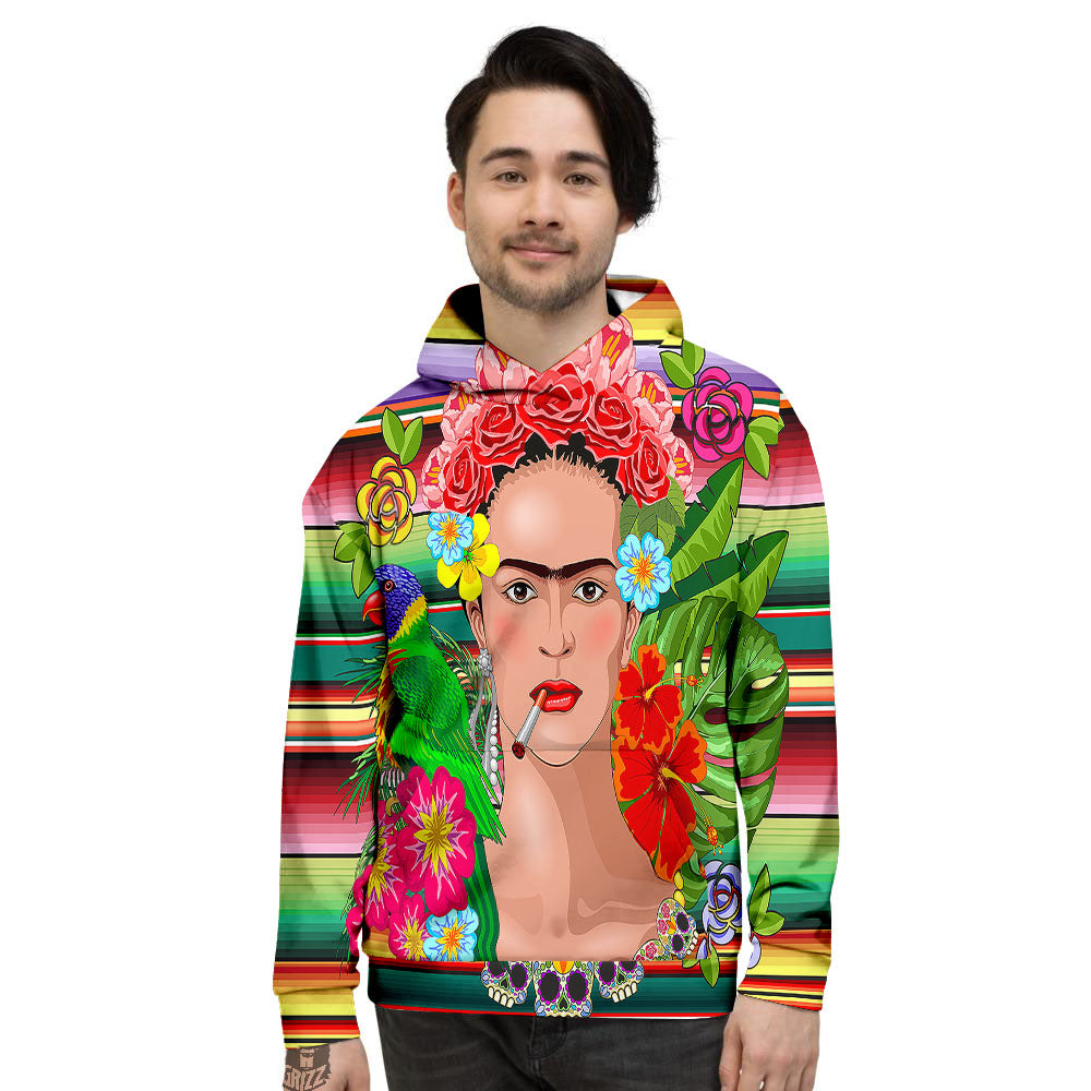 Serape Frida Kahlo Print Men's Hoodie-grizzshop