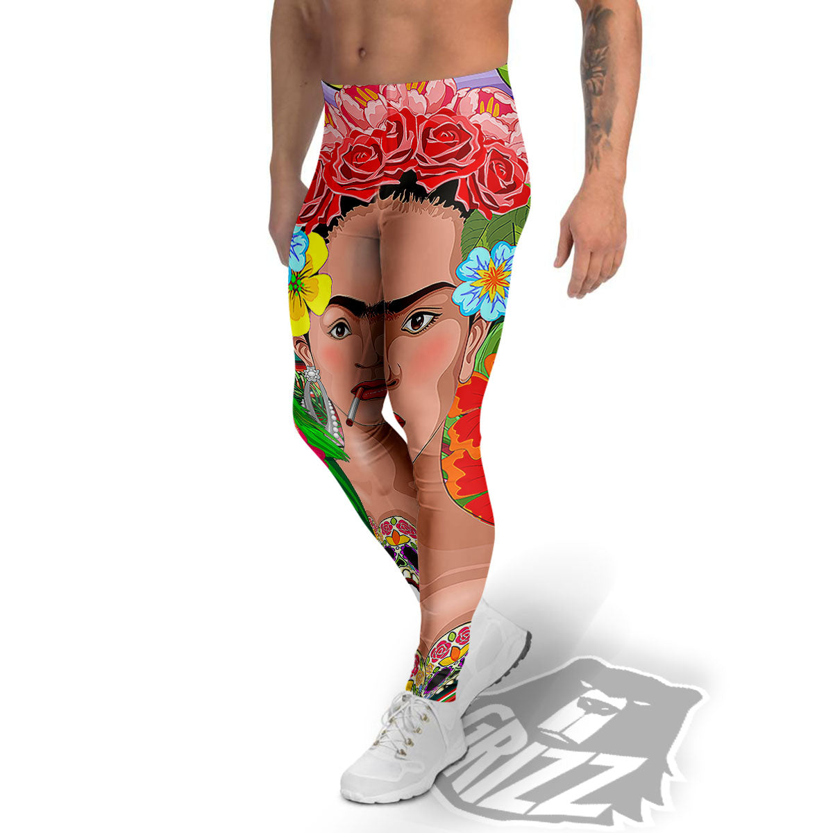 Serape Frida Kahlo Print Men's Leggings-grizzshop