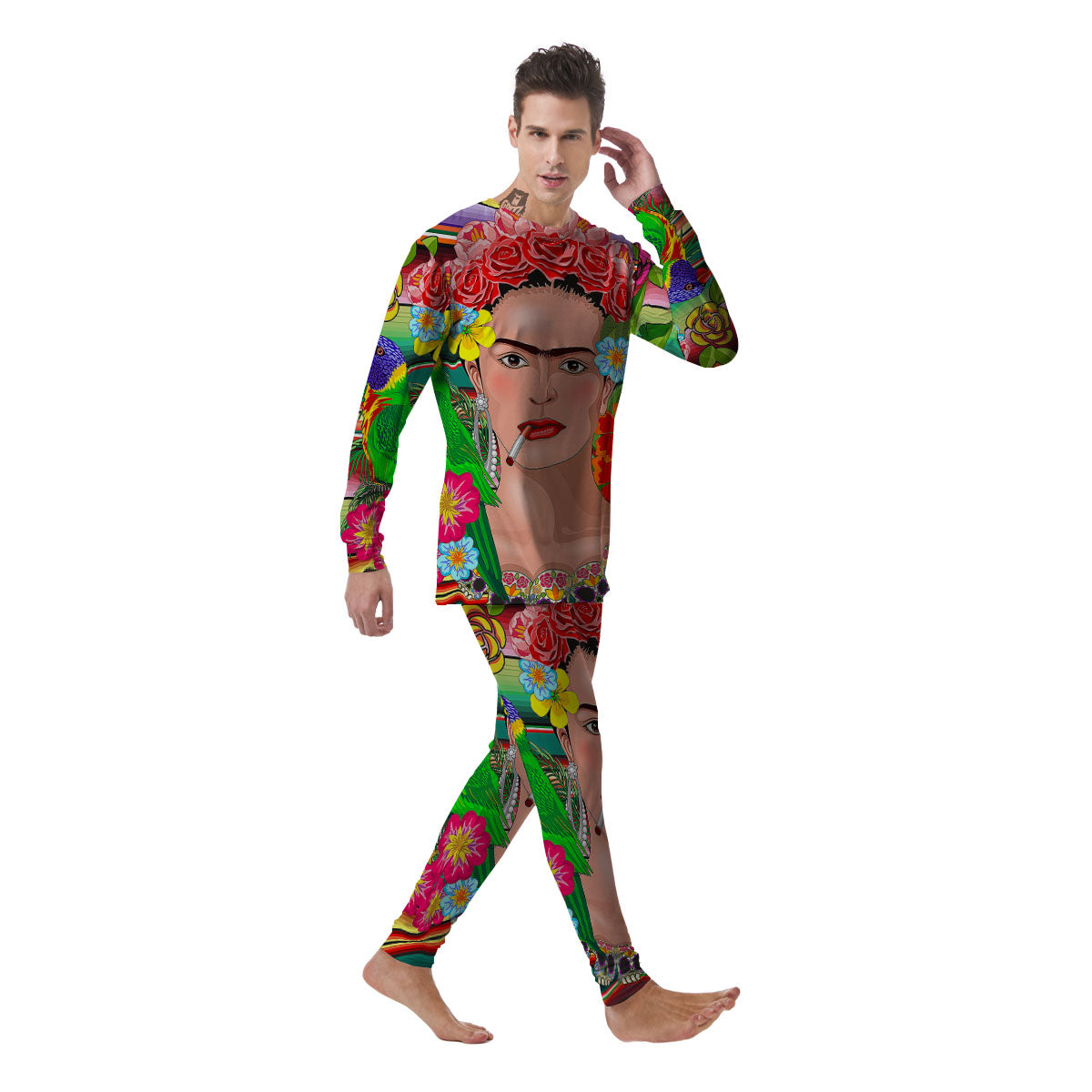 Serape Frida Kahlo Print Men's Pajamas-grizzshop