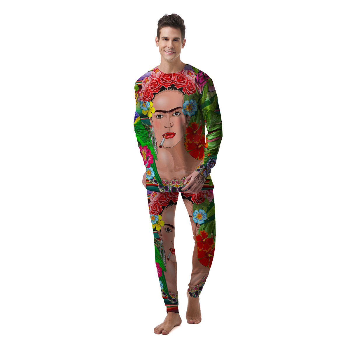 Serape Frida Kahlo Print Men's Pajamas-grizzshop
