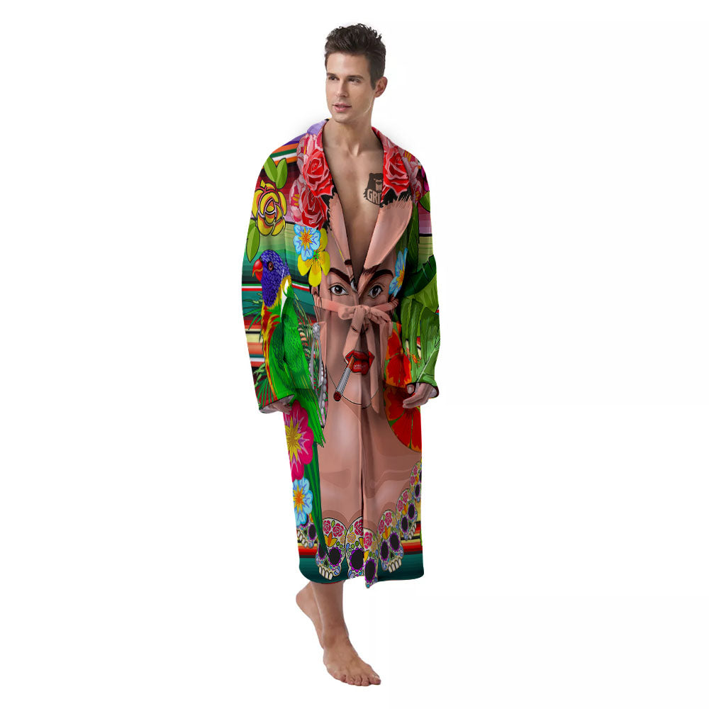 Serape Frida Kahlo Print Men's Robe-grizzshop
