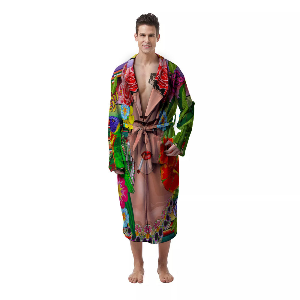 Serape Frida Kahlo Print Men's Robe-grizzshop