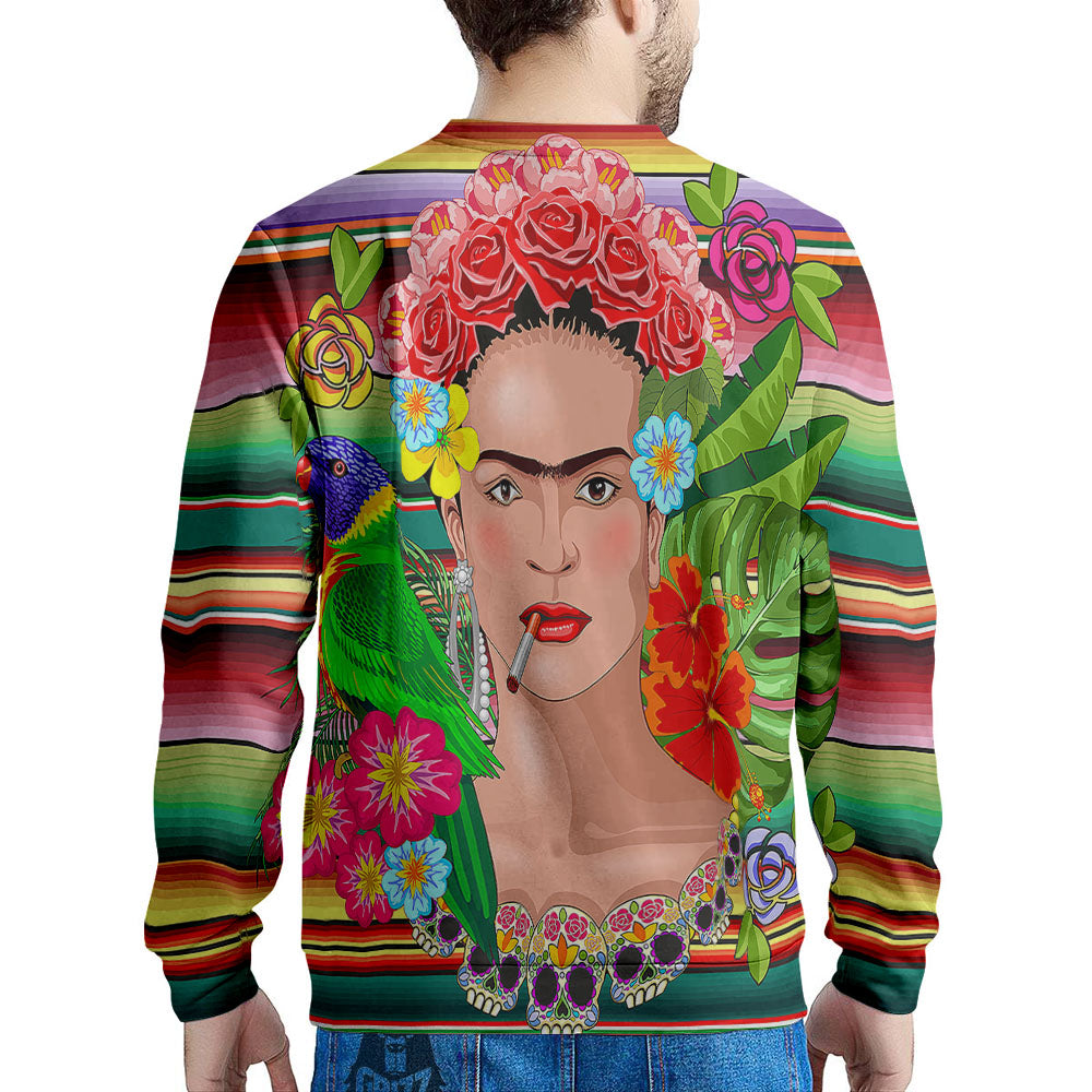 Serape Frida Kahlo Print Men's Sweatshirt-grizzshop