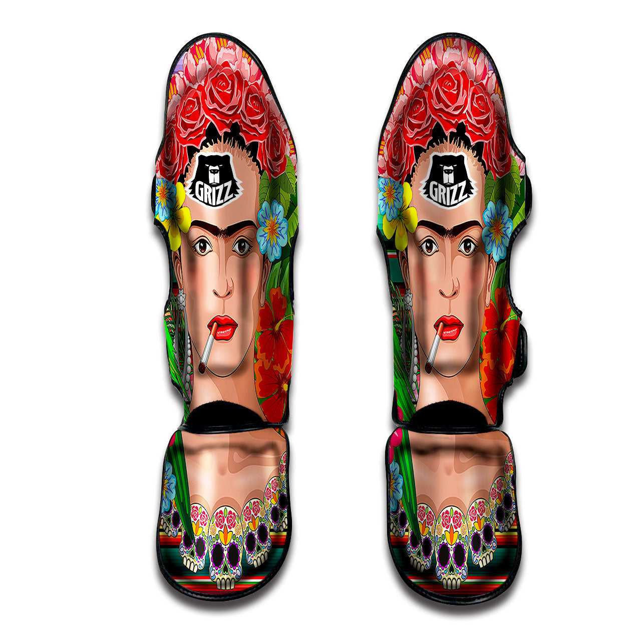 Serape Frida Kahlo Print Muay Thai Shin Guards-grizzshop