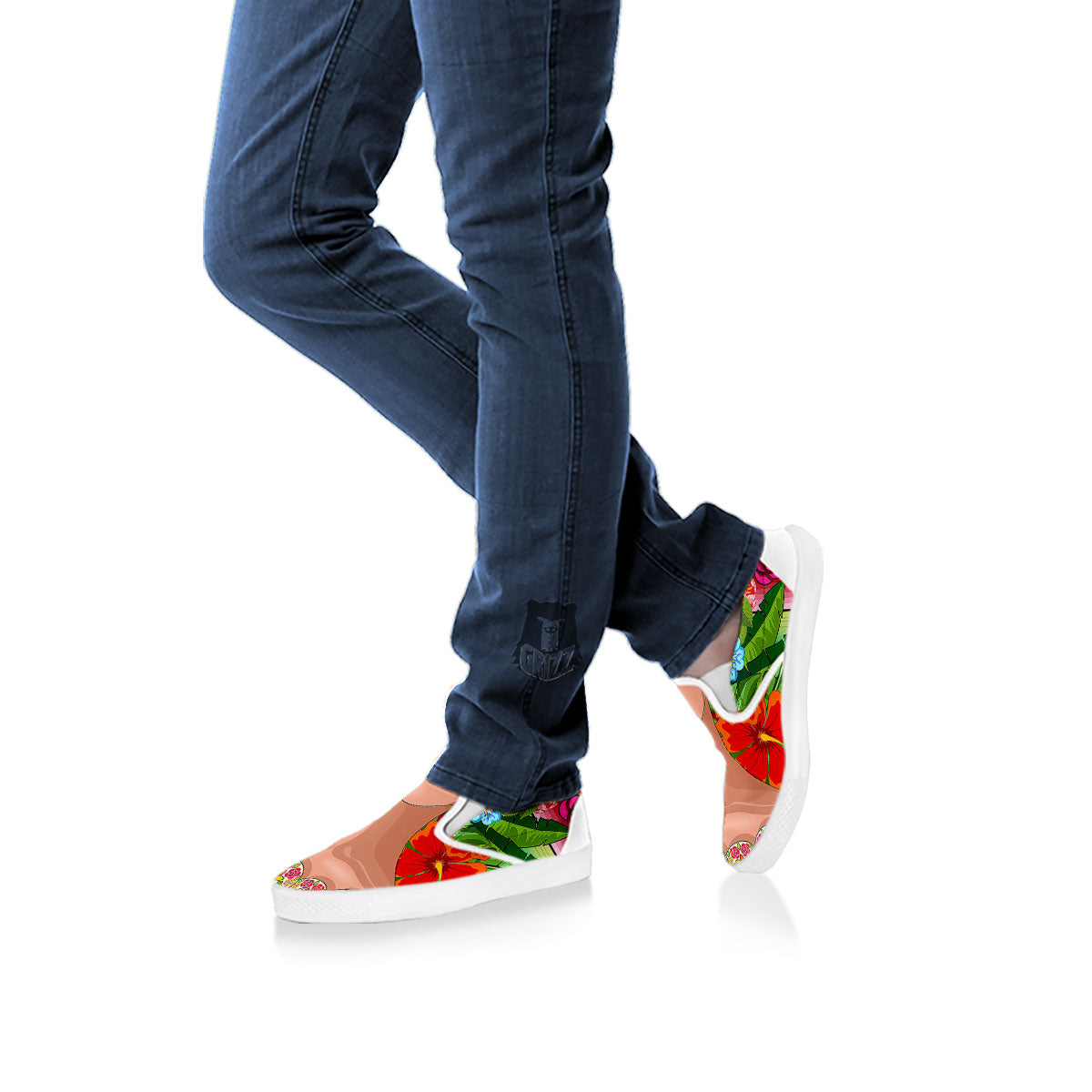 Serape Frida Kahlo Print White Slip On Shoes-grizzshop