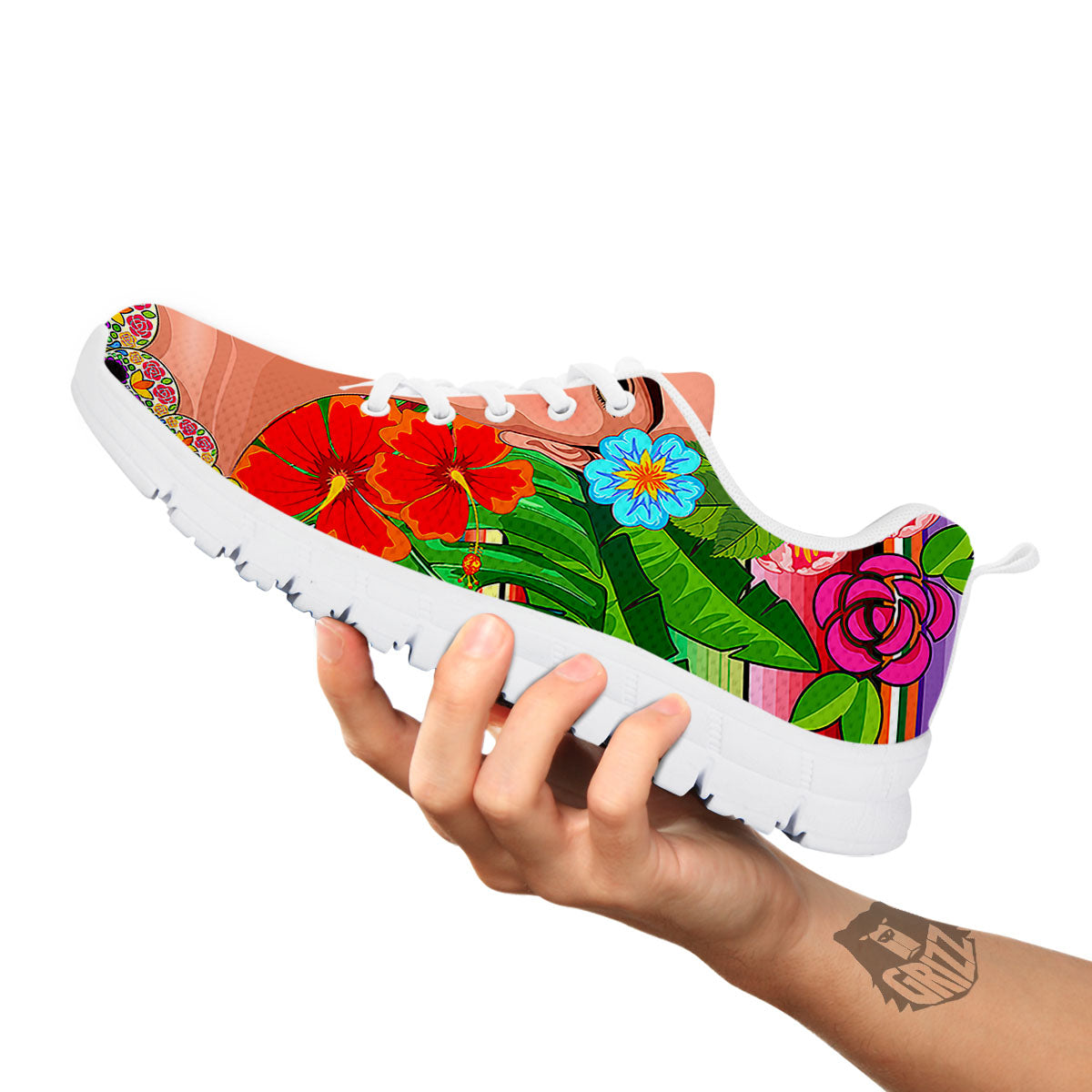 Serape Frida Kahlo Print White Sneaker-grizzshop