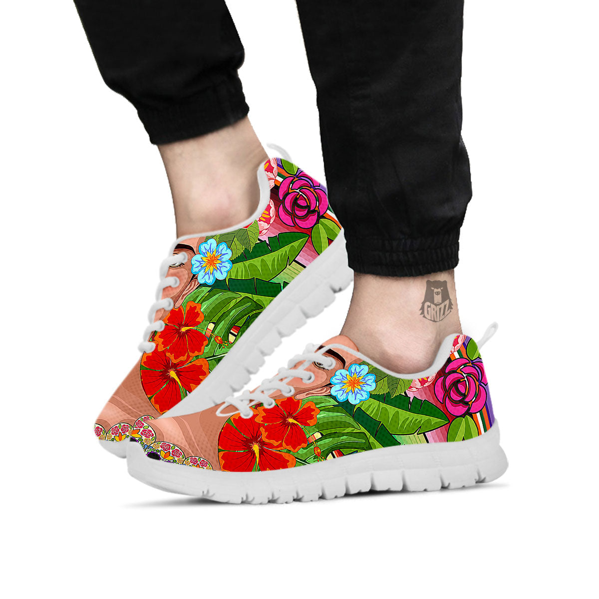 Serape Frida Kahlo Print White Sneaker-grizzshop