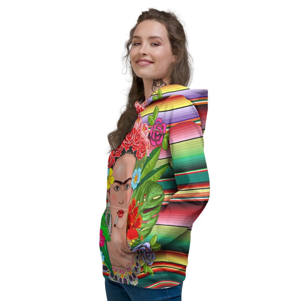 Serape Frida Kahlo Print Women's Hoodie-grizzshop