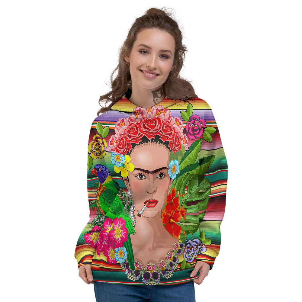Serape Frida Kahlo Print Women's Hoodie-grizzshop