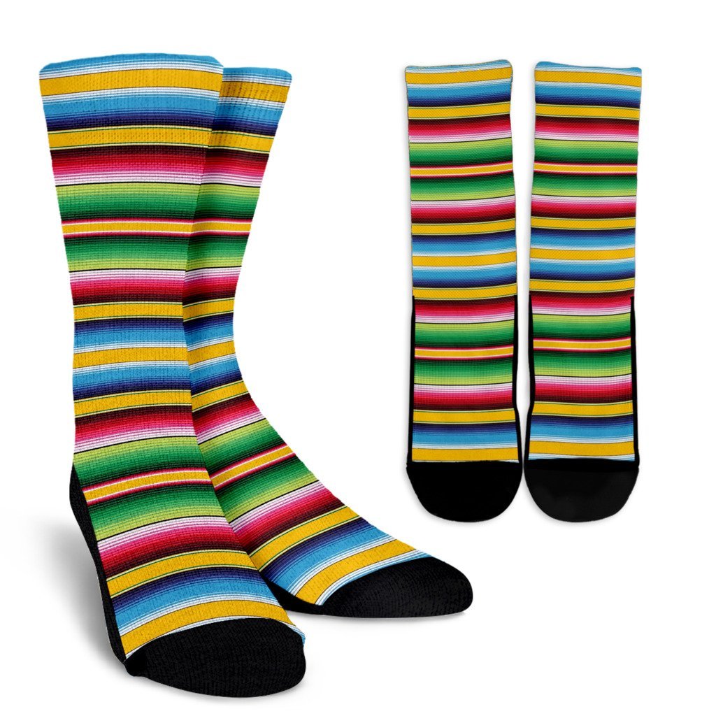 Serape Mexican Blanket Baja Pattern Print Unisex Crew Socks-grizzshop