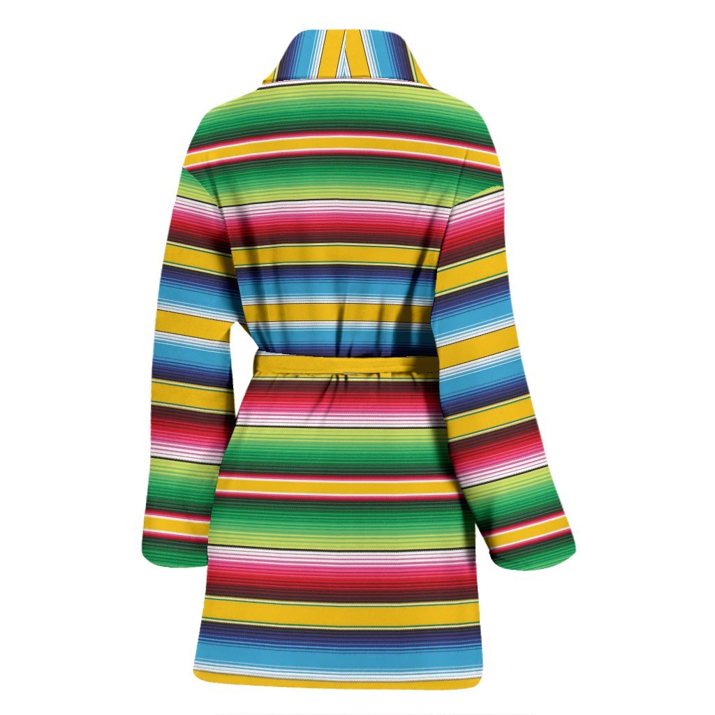 Serape Mexican Blanket Baja Pattern Print Women Long Robe-grizzshop