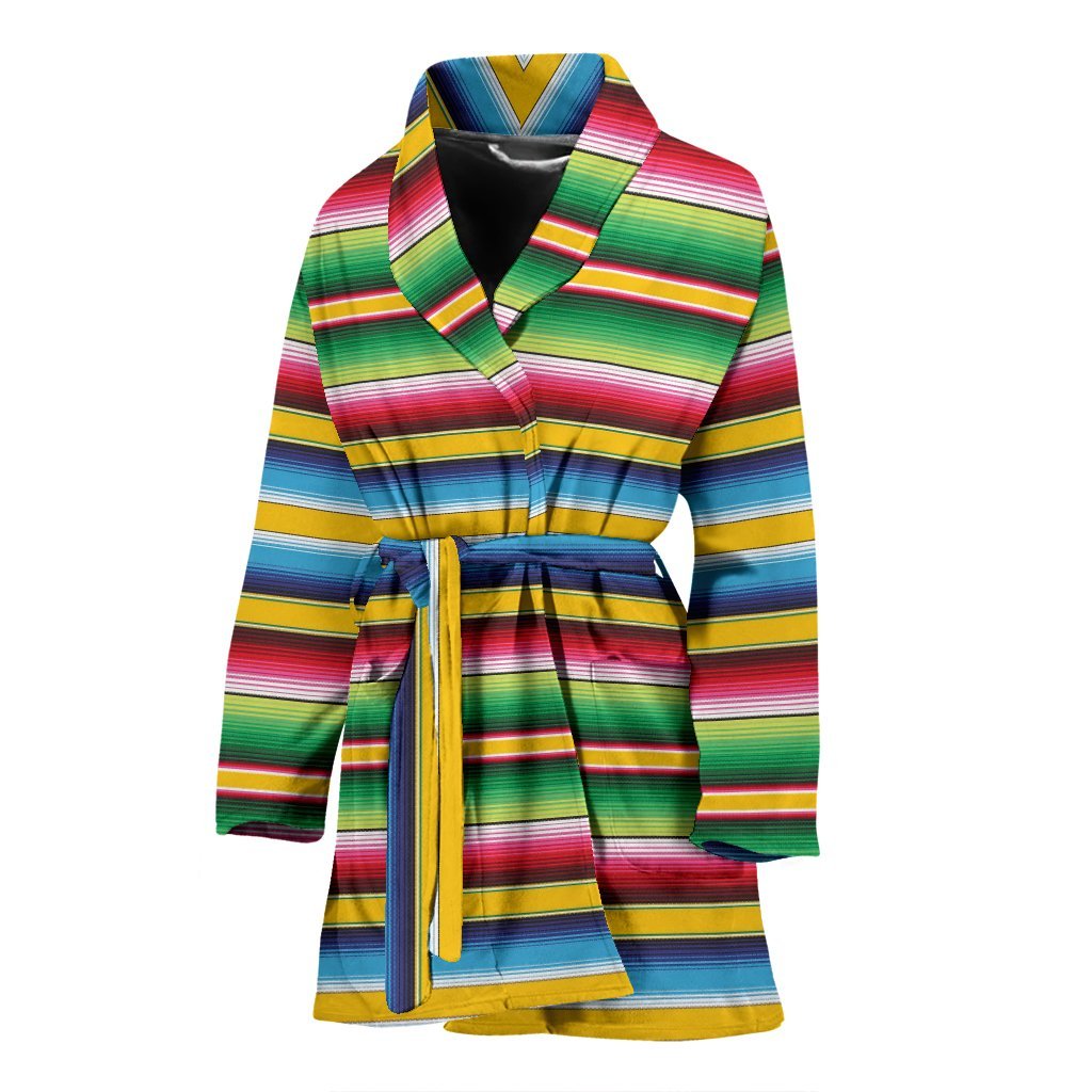 Serape Mexican Blanket Baja Pattern Print Women Long Robe-grizzshop