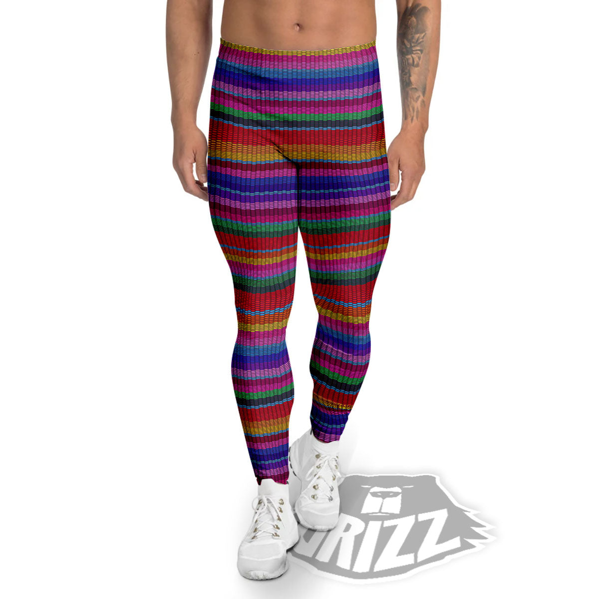 Serape Mexican Colorful Print Pattern Men's Leggings-grizzshop