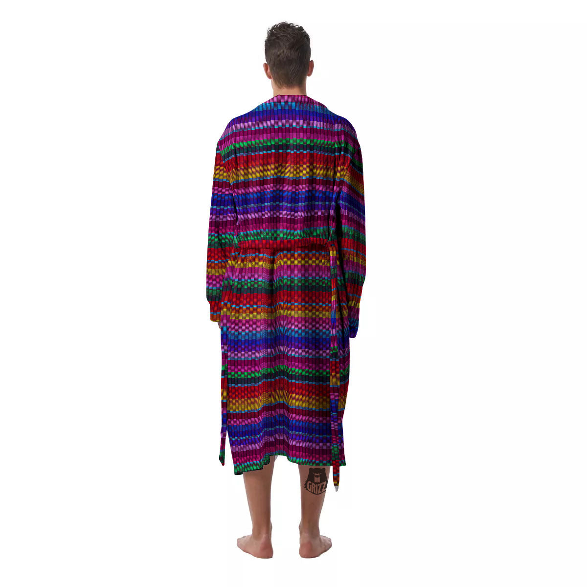 Serape Mexican Colorful Print Pattern Men's Robe-grizzshop