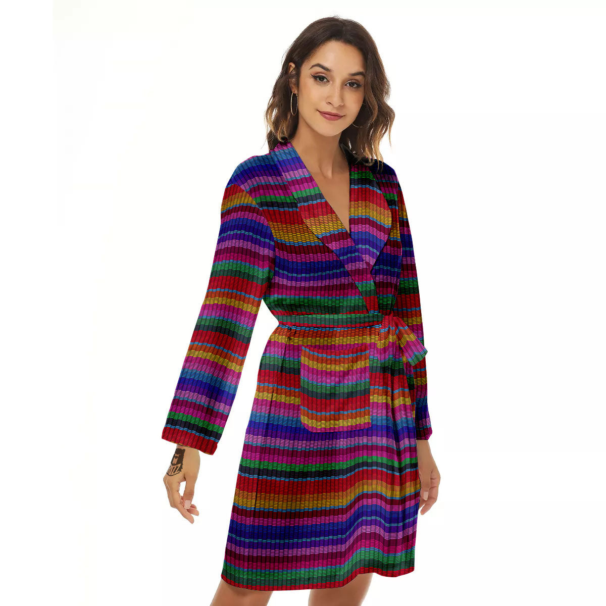 Serape Mexican Colorful Print Pattern Women's Robe-grizzshop