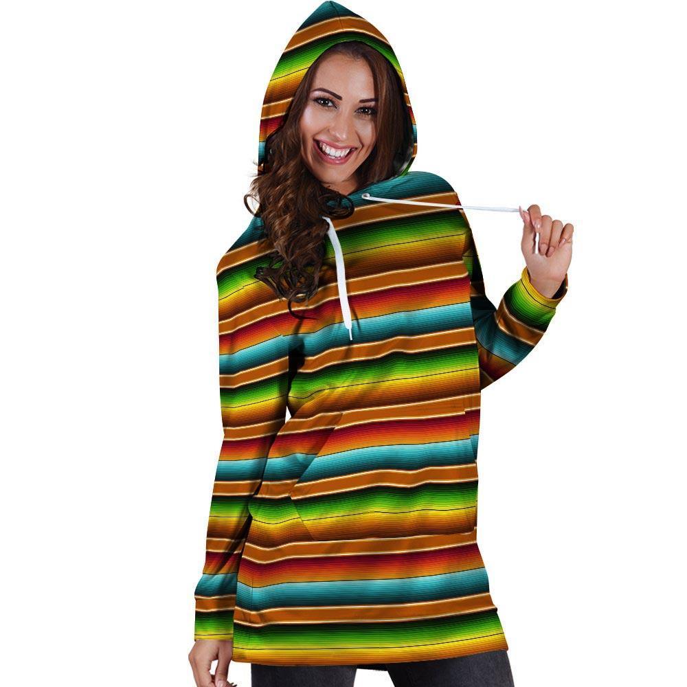 Serape Print Hoodie Dress-grizzshop