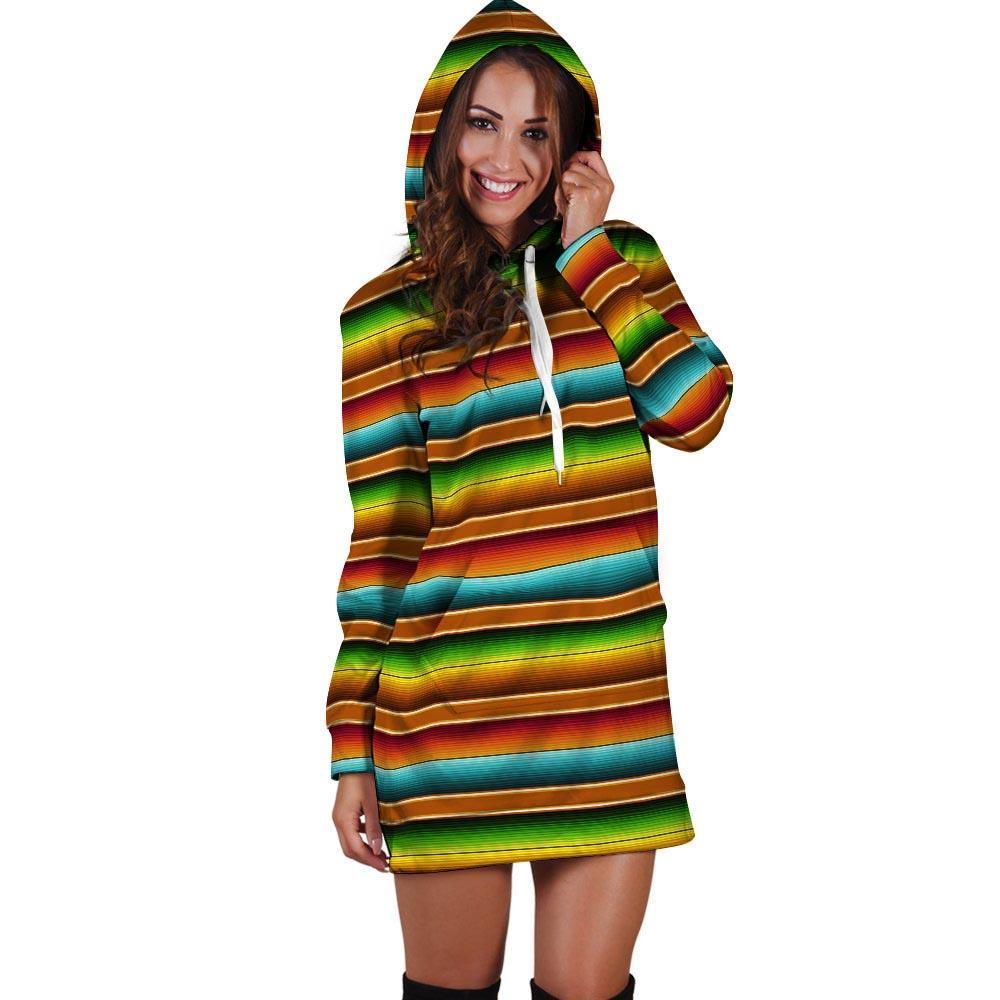 Serape Print Hoodie Dress-grizzshop