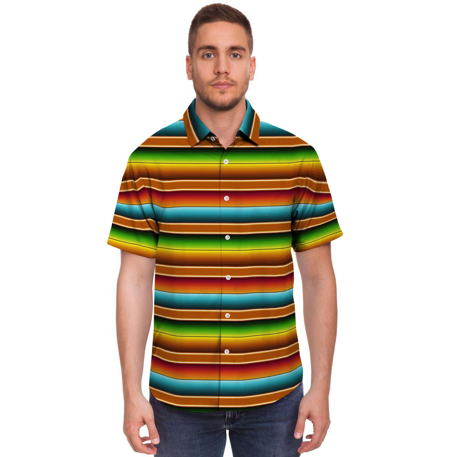 Serape Print Men's Short Sleeve Shirt-grizzshop
