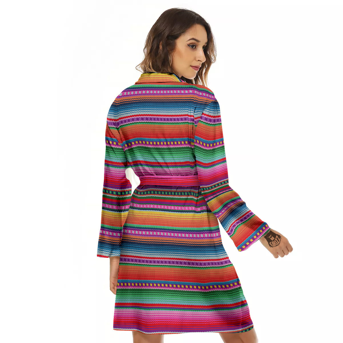 Serape Stripe Colorful Mexican Print Women's Robe-grizzshop