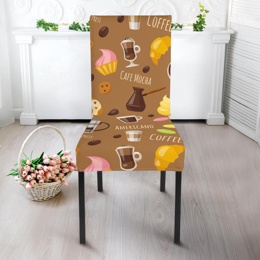 Set Coffee Pattern Print Chair Cover-grizzshop