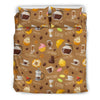 Set Coffee Pattern Print Duvet Cover Bedding Set-grizzshop