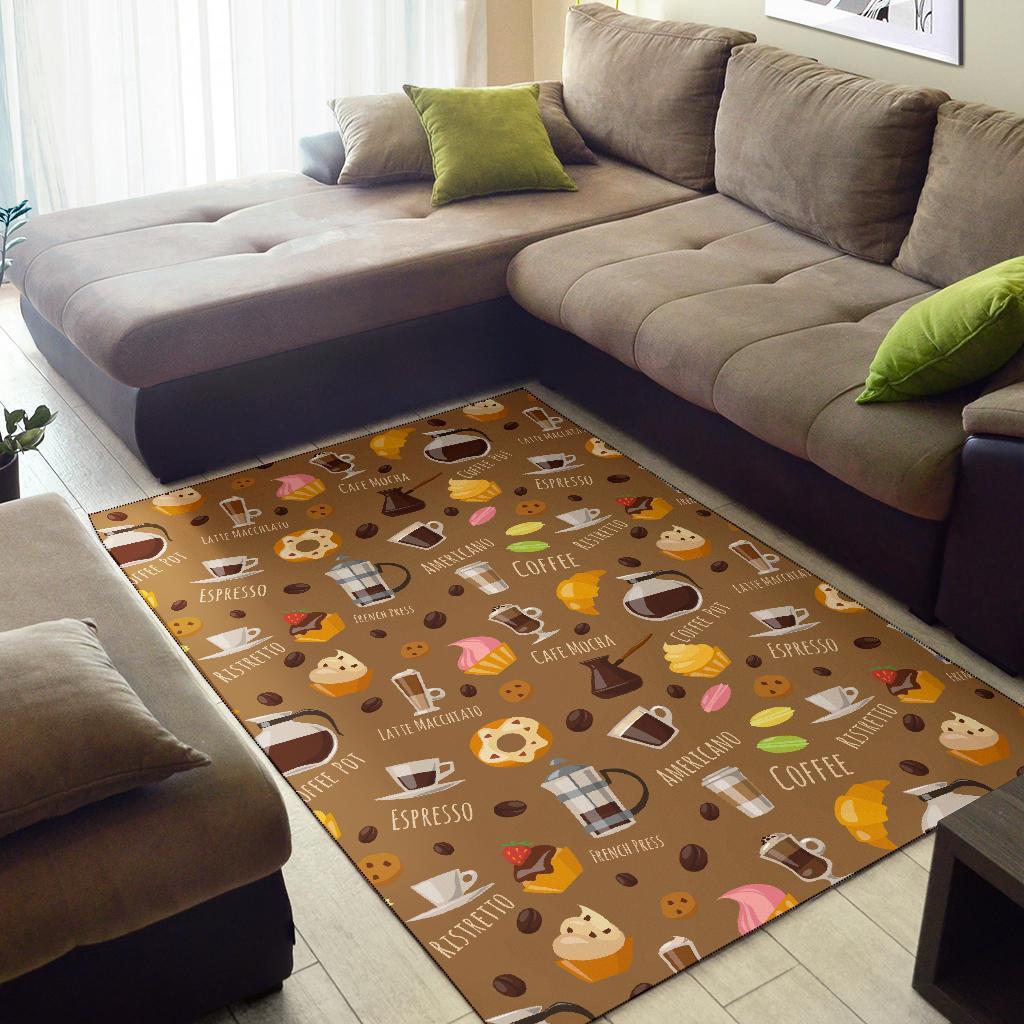 Set Coffee Pattern Print Floor Mat-grizzshop