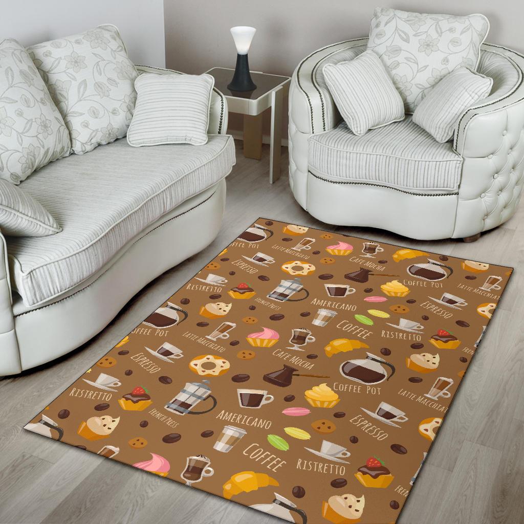 Set Coffee Pattern Print Floor Mat-grizzshop