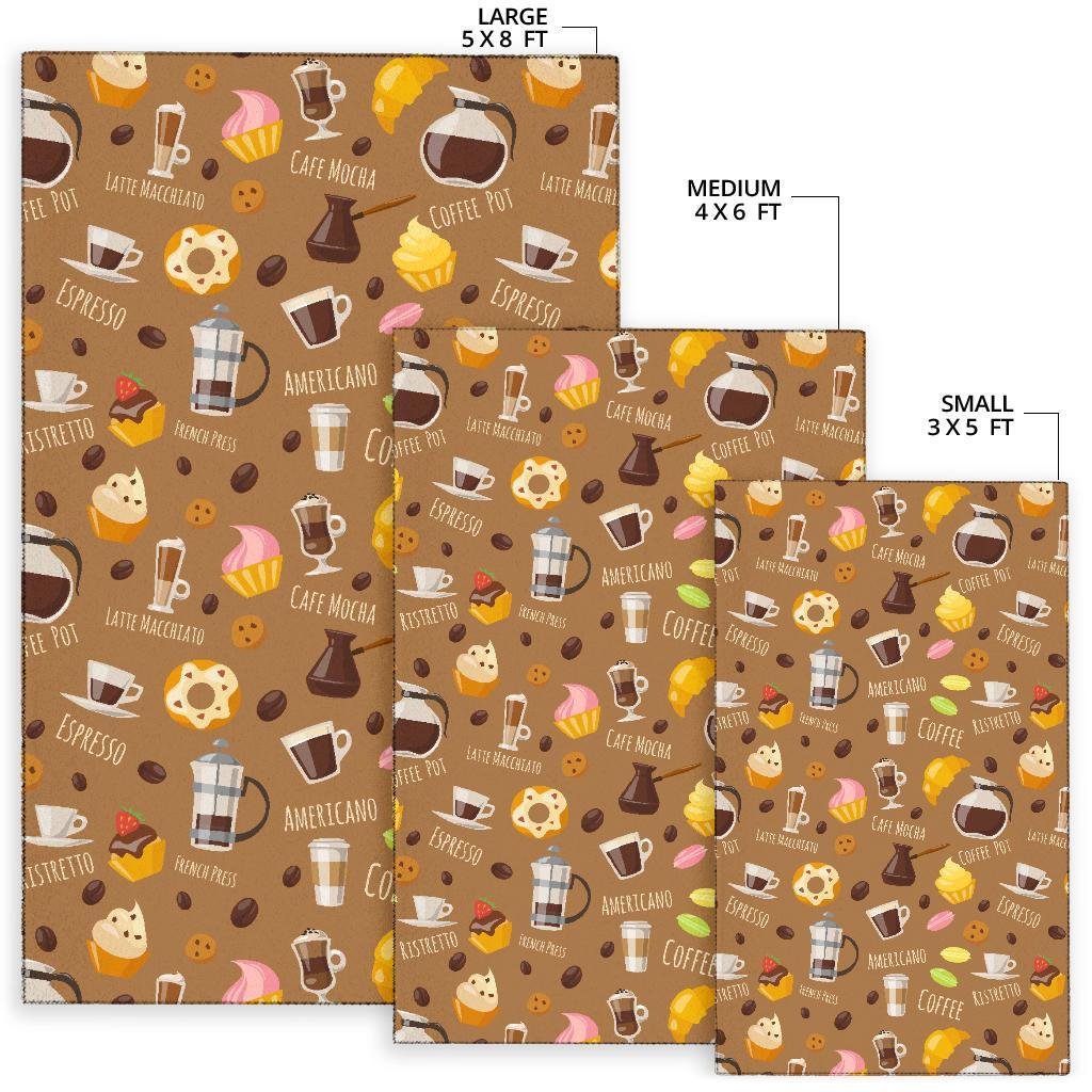 Set Coffee Pattern Print Floor Mat-grizzshop