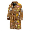 Set Coffee Pattern Print Men Long Robe-grizzshop