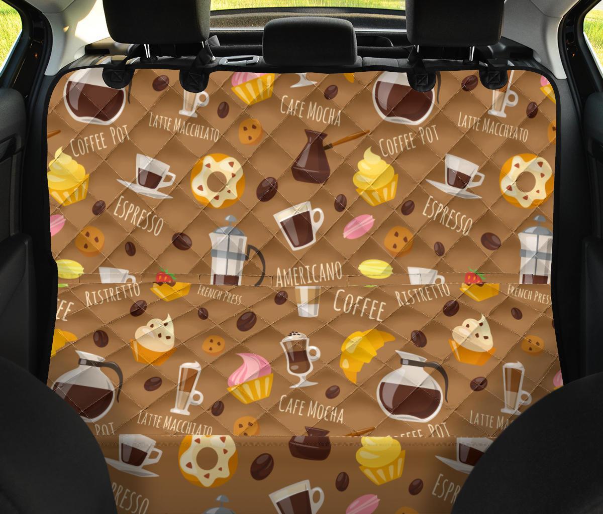 Set Coffee Pattern Print Pet Car Seat Cover-grizzshop