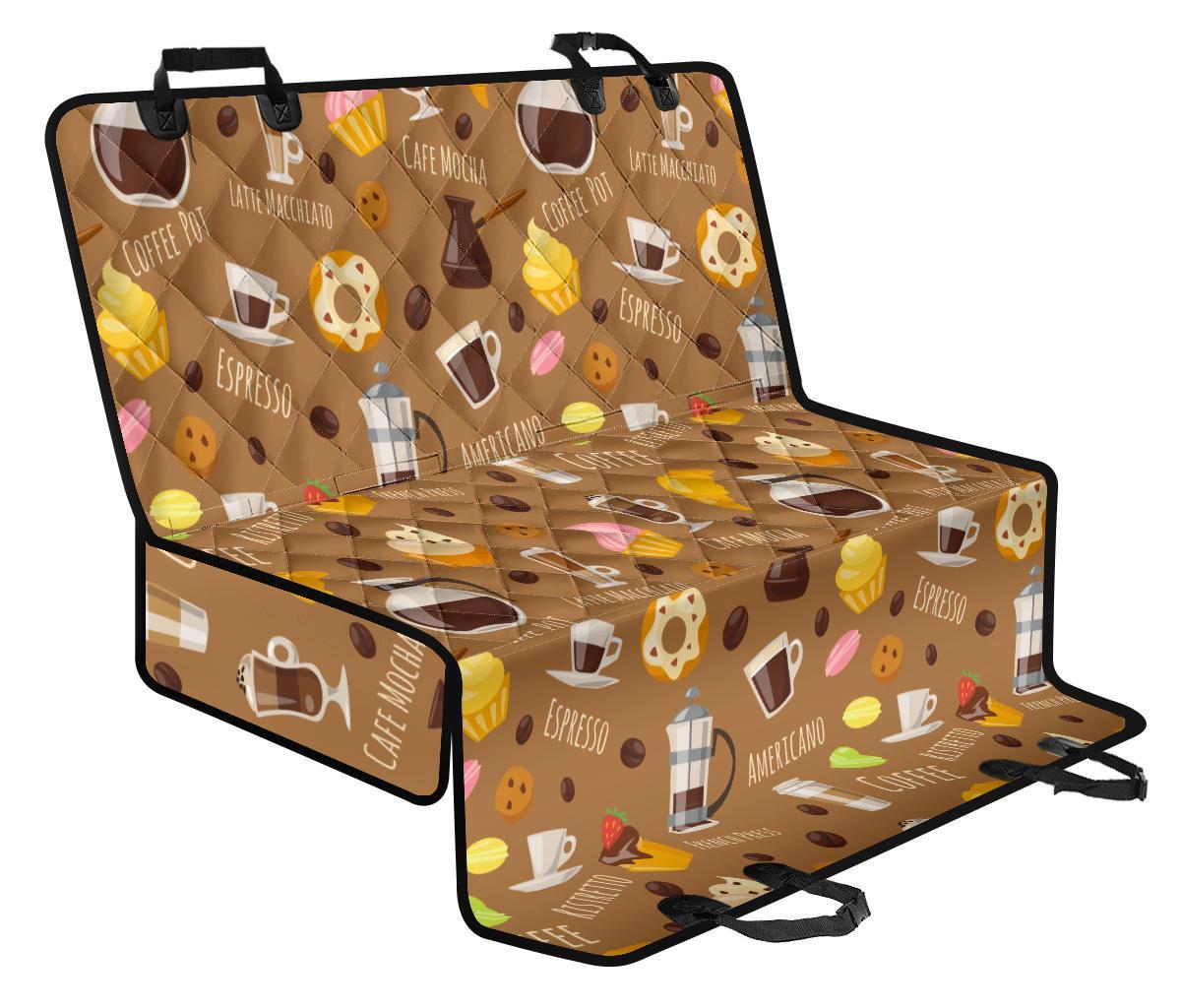 Set Coffee Pattern Print Pet Car Seat Cover-grizzshop