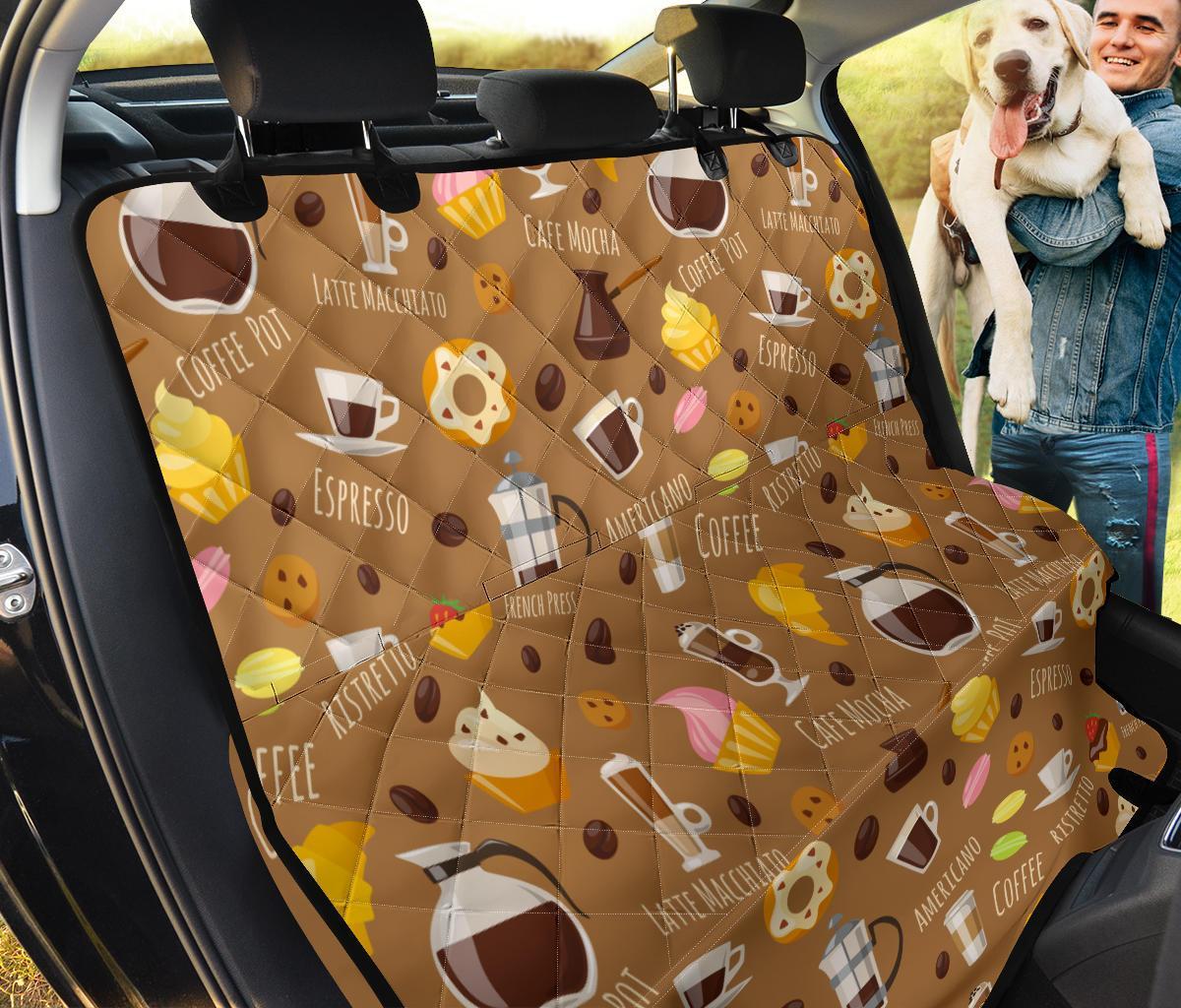 Set Coffee Pattern Print Pet Car Seat Cover-grizzshop