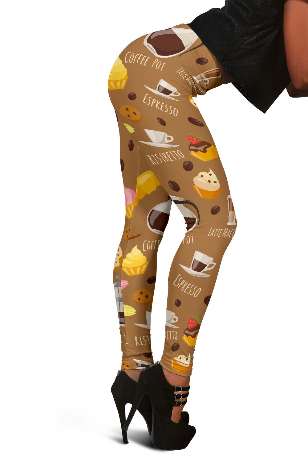 Set Coffee Pattern Print Women Leggings-grizzshop