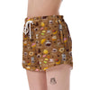 Set Coffee Pattern Print Women's Shorts-grizzshop