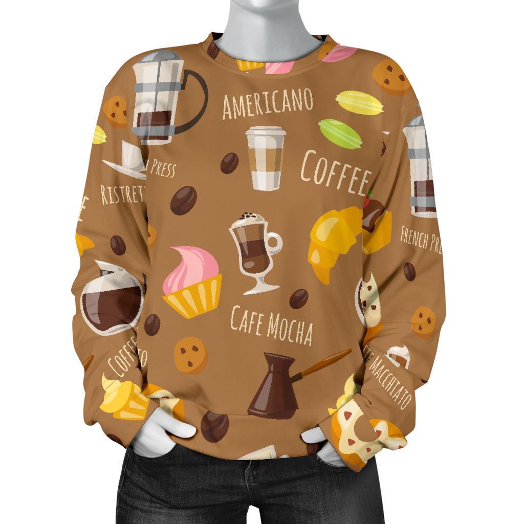 Set Coffee Pattern Print Women's Sweatshirt-grizzshop