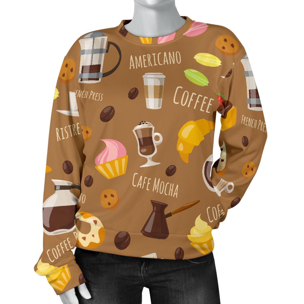 Set Coffee Pattern Print Women's Sweatshirt-grizzshop