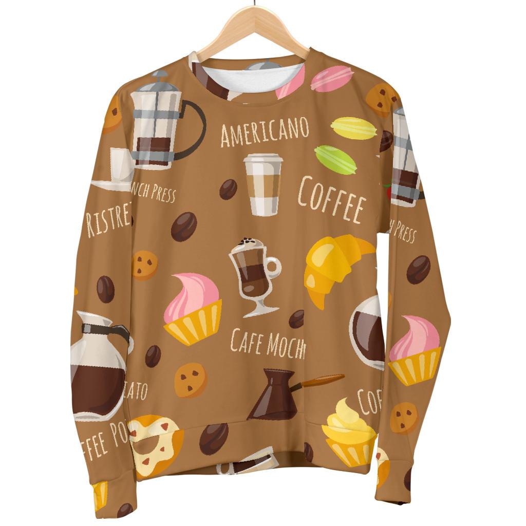 Set Coffee Pattern Print Women's Sweatshirt-grizzshop