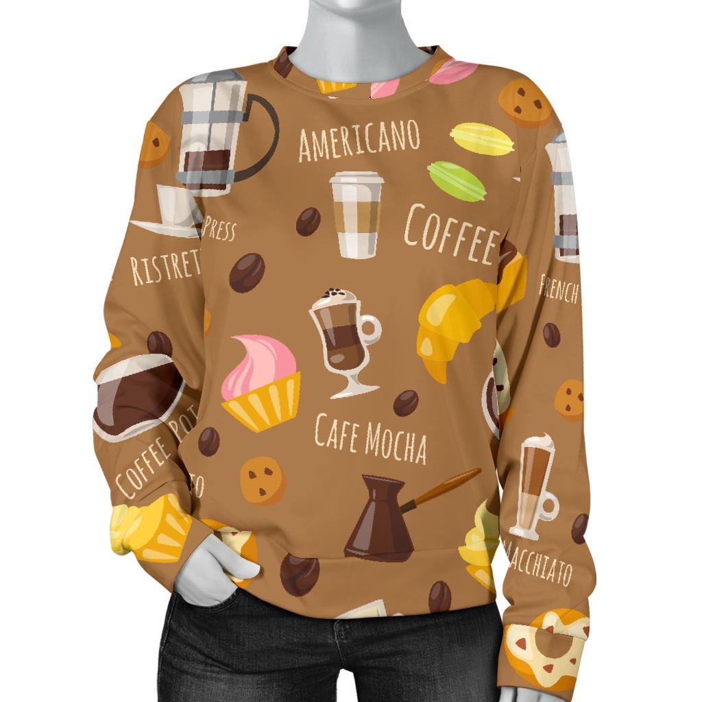 Set Coffee Pattern Print Women's Sweatshirt-grizzshop