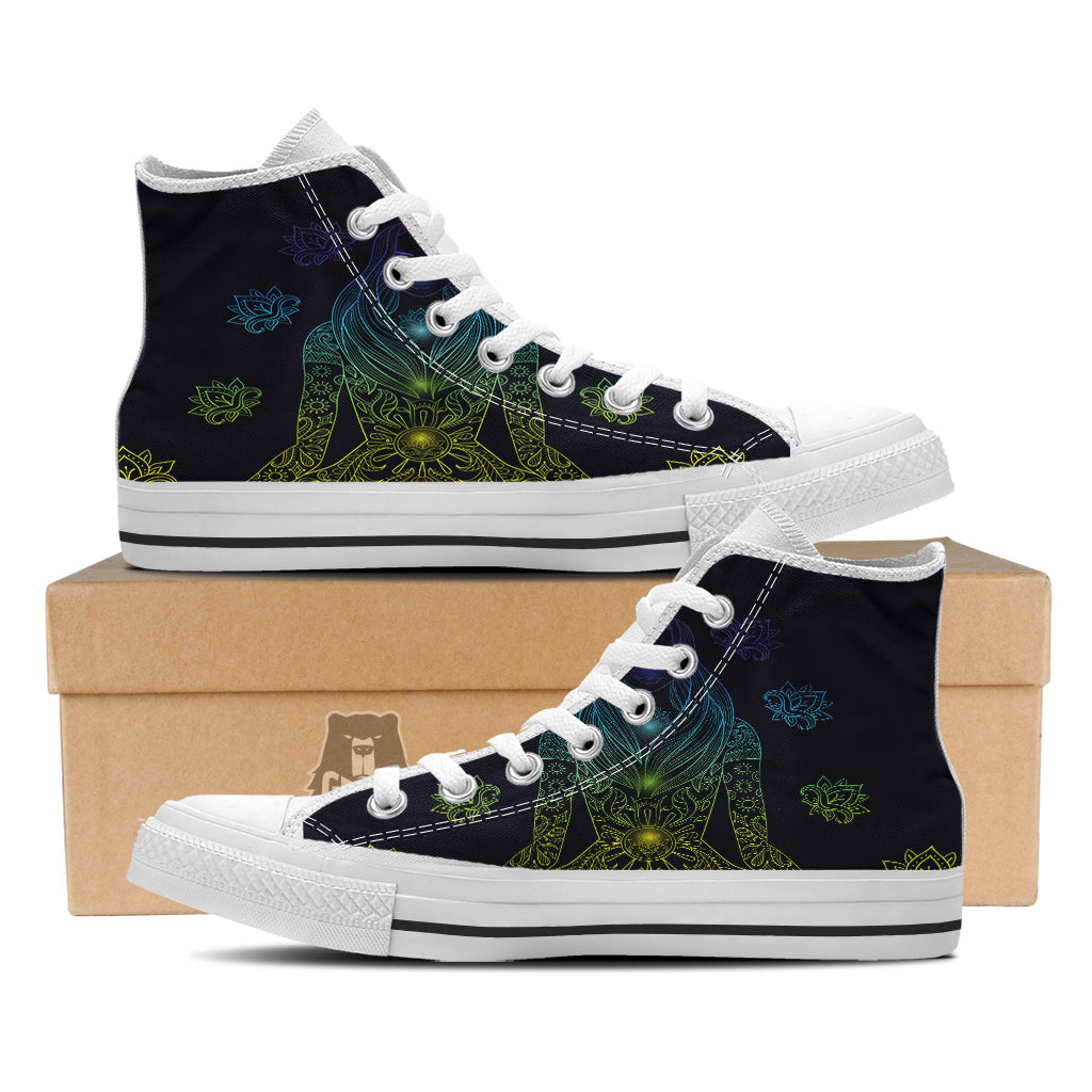 Seven Chakras Bohemian Print White High Top Shoes-grizzshop